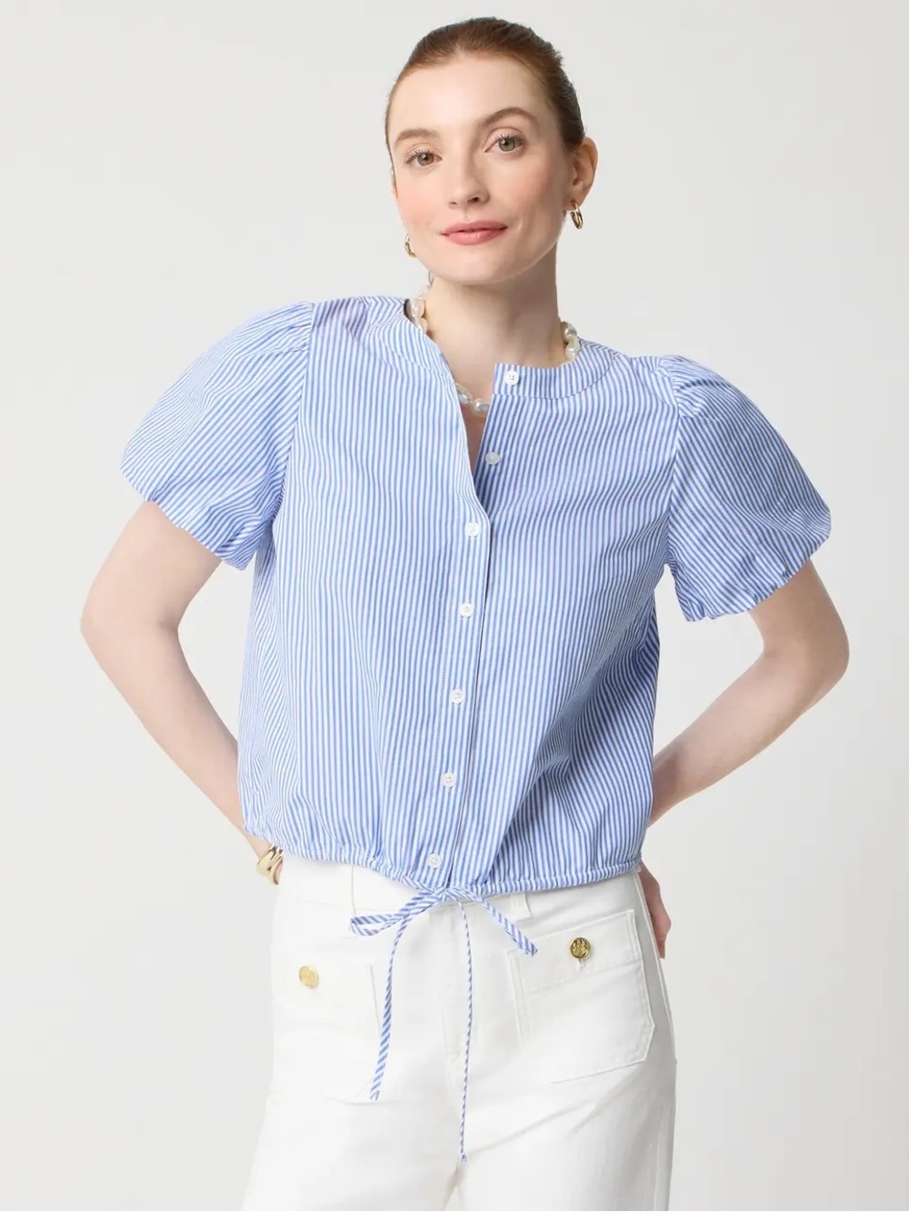 J.CREW Blue and White Striped Blouse